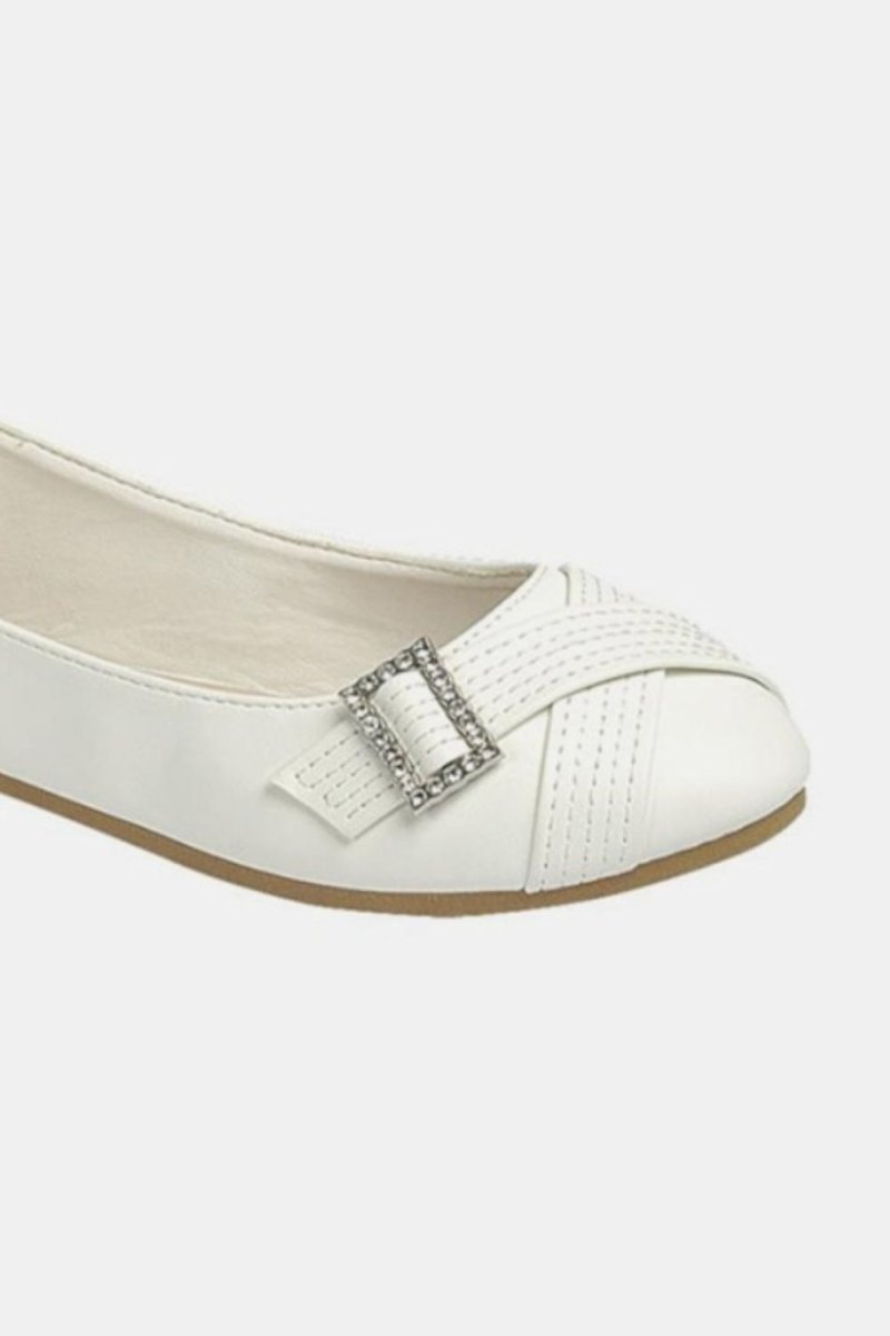 Forever Link Slip On Rhinestone Buckle Ballet Flats - S. M. & Co.