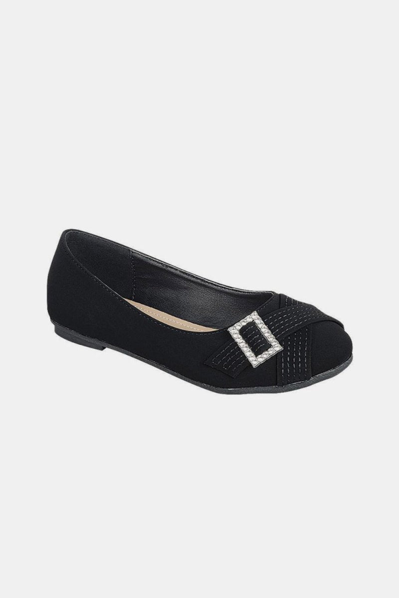 Forever Link Slip On Rhinestone Buckle Ballet Flats - S. M. & Co.