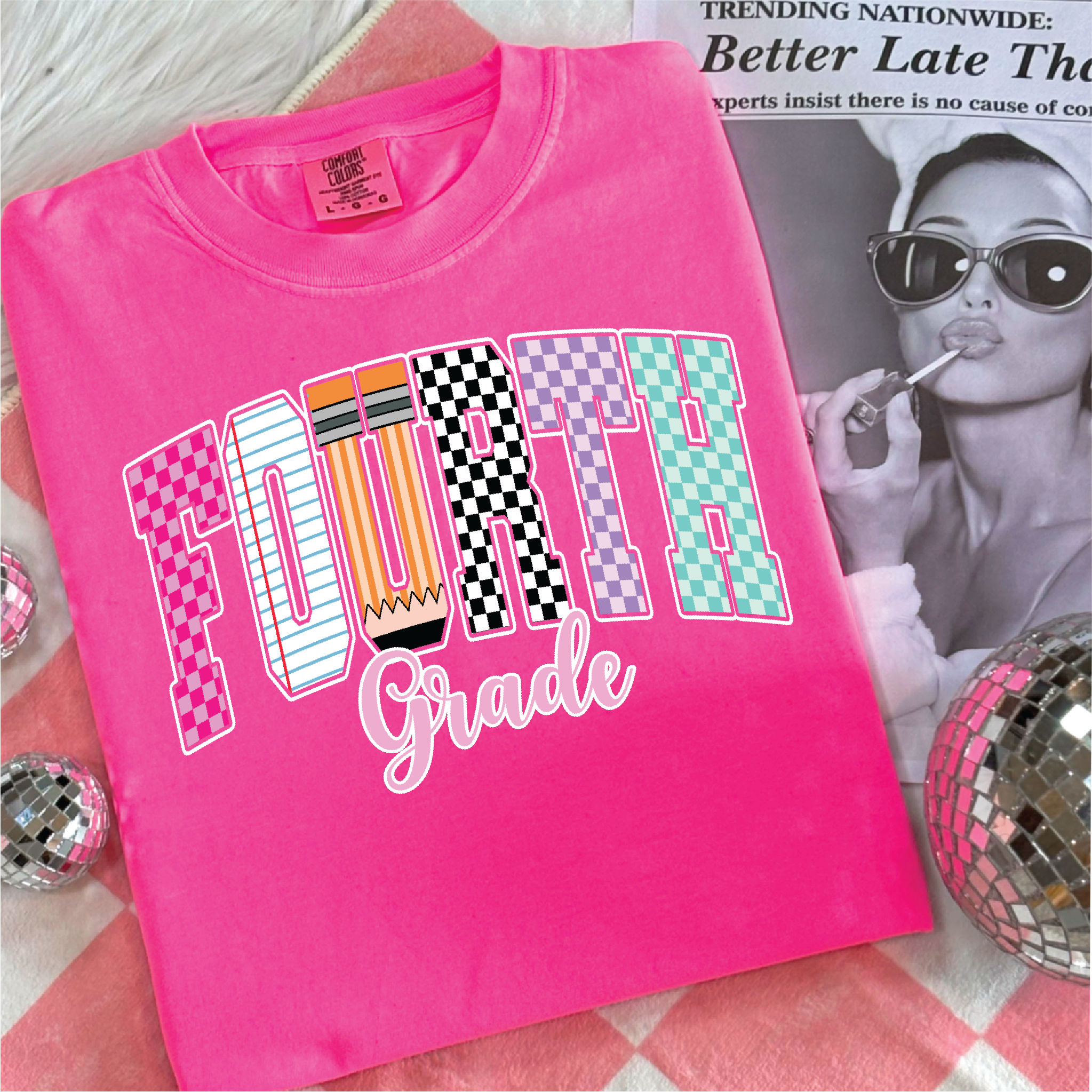 Fourth Grade Checkered Graphic Tee