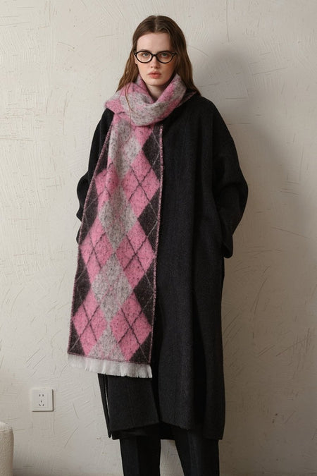 Fringe Argyle Polyester Scarf - S. M. & Co.