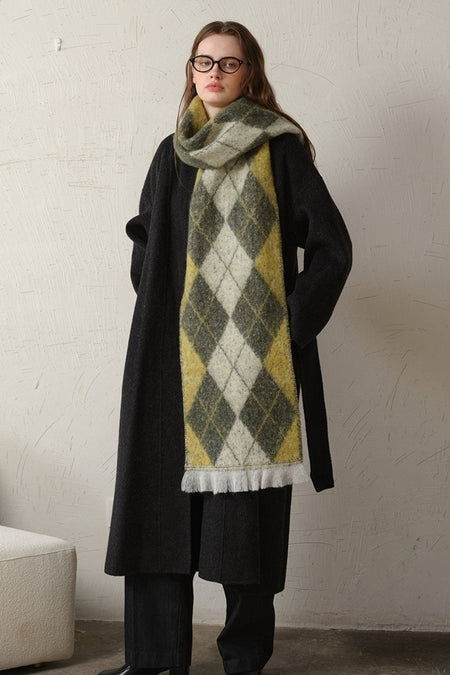 Fringe Argyle Polyester Scarf - S. M. & Co.