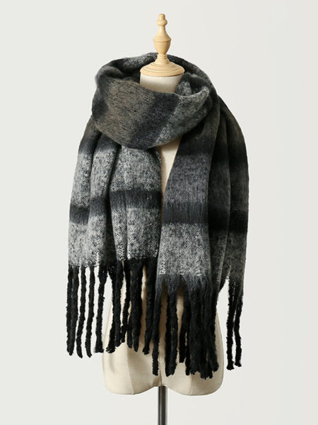 Fringe Color Block Polyester Scarf - S. M. & Co.