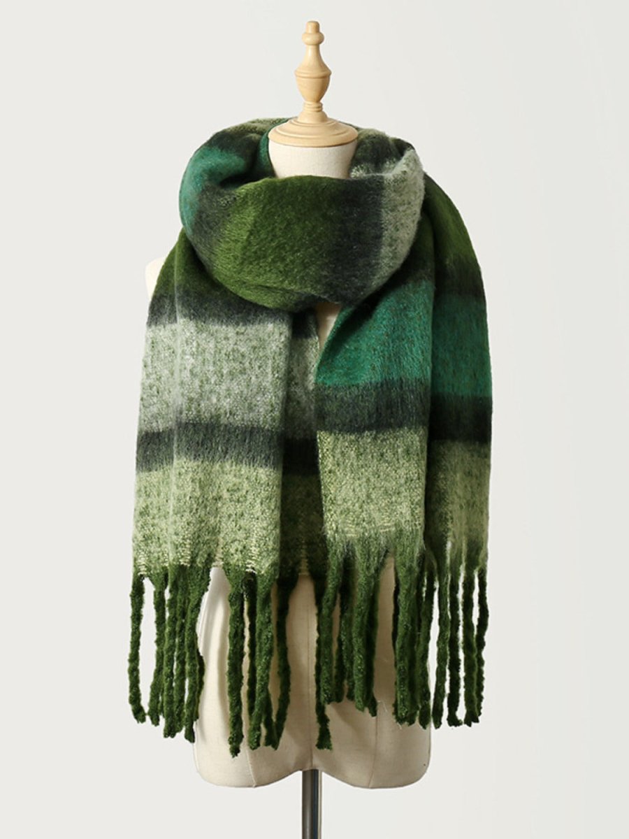 Fringe Color Block Polyester Scarf - S. M. & Co.