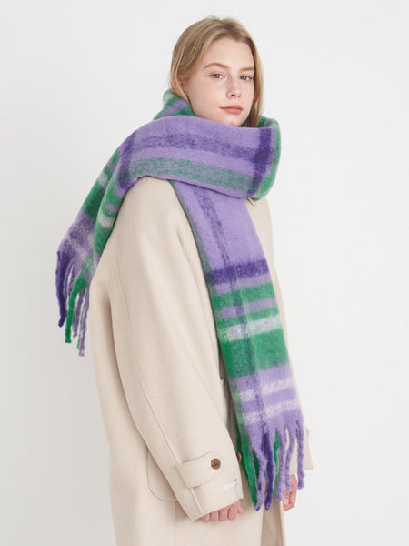 Fringe Plaid Polyester Scarf - S. M. & Co.