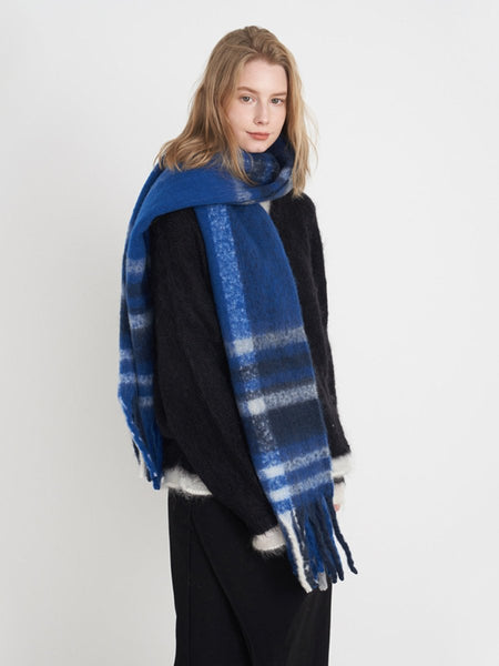 Fringe Plaid Polyester Scarf - S. M. & Co.