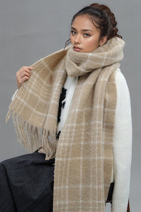 Fringe Plaid Thermal Scarf - S. M. & Co.