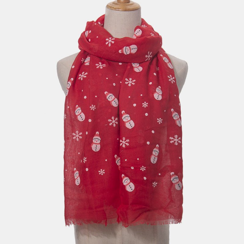 Fringe Snowman Polyester Scarf - S. M. & Co.