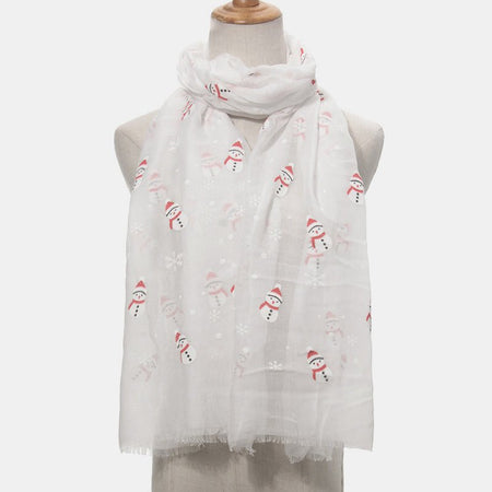 Fringe Snowman Polyester Scarf - S. M. & Co.