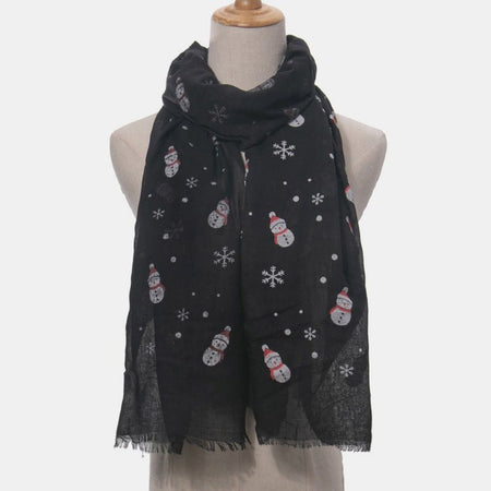 Fringe Snowman Polyester Scarf - S. M. & Co.