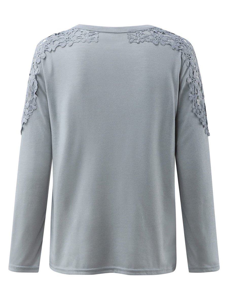 Full Size Cutout Round Neck Long Sleeve T-Shirt - S. M. & Co.