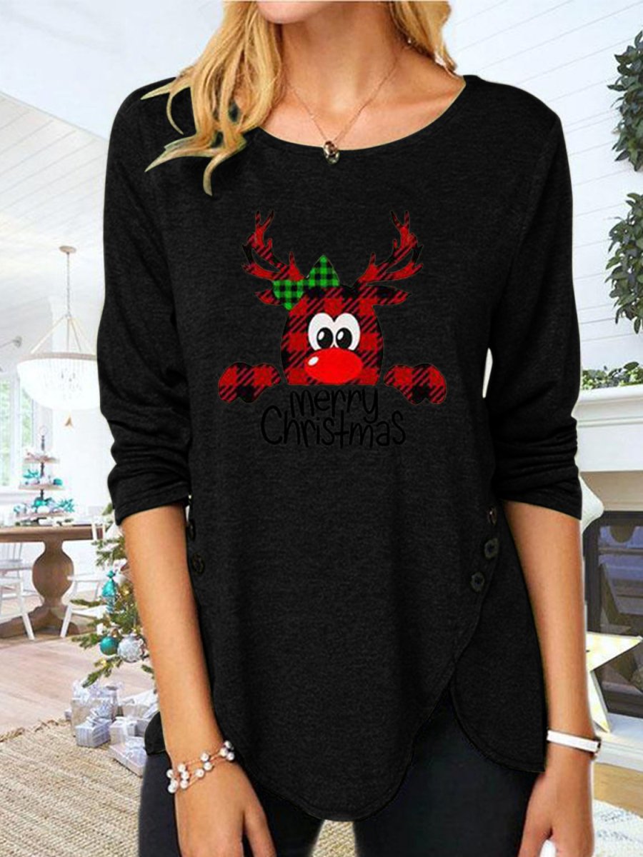 Full Size Reindeer Round Neck Long Sleeve T-Shirt - S. M. & Co.