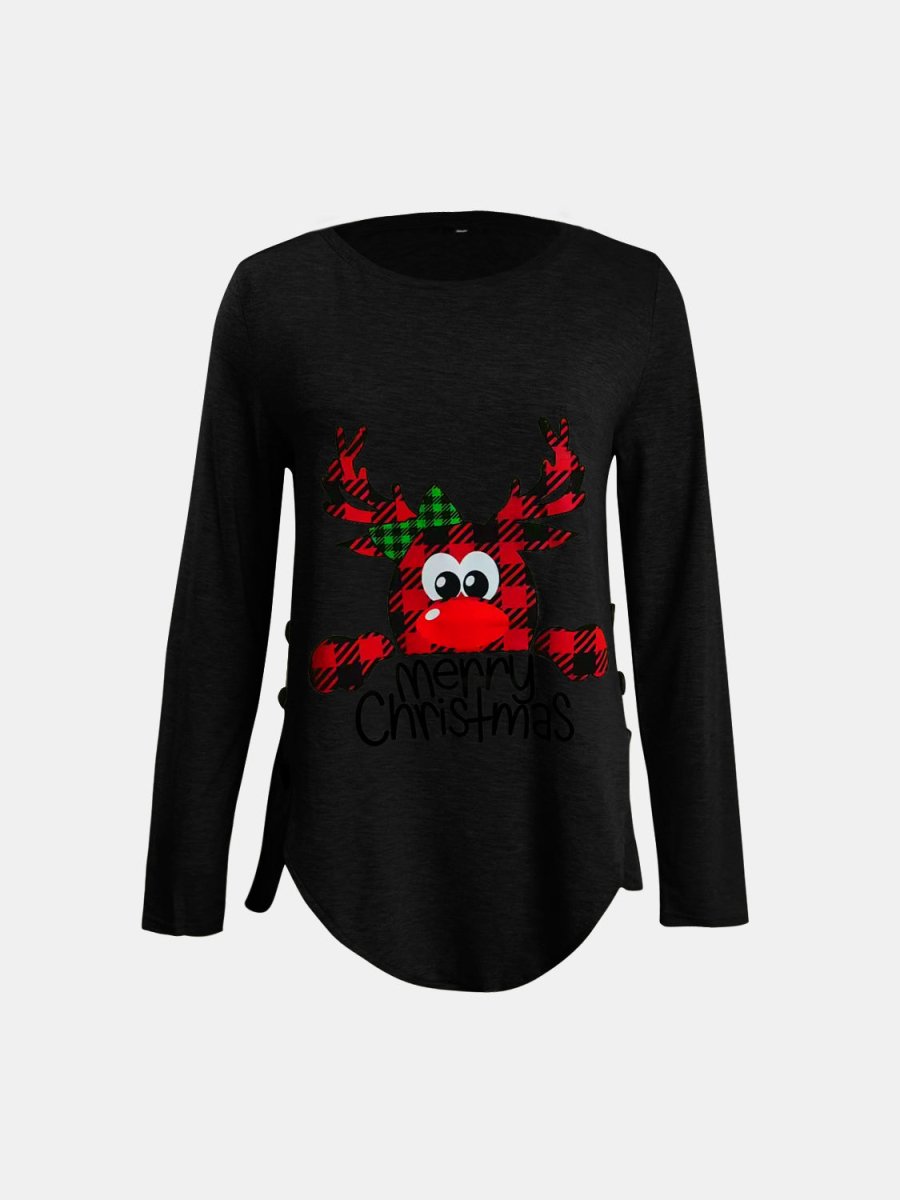 Full Size Reindeer Round Neck Long Sleeve T-Shirt - S. M. & Co.