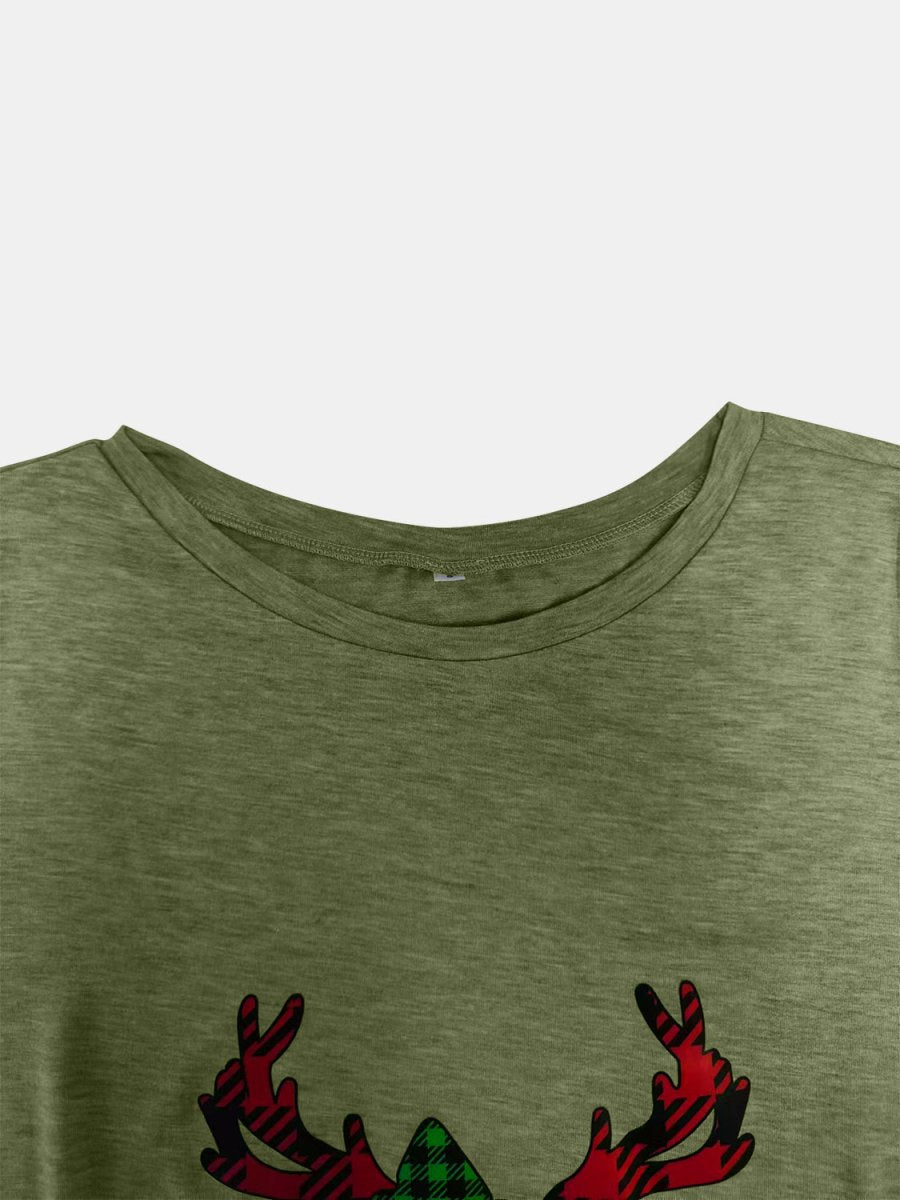 Full Size Reindeer Round Neck Long Sleeve T-Shirt - S. M. & Co.