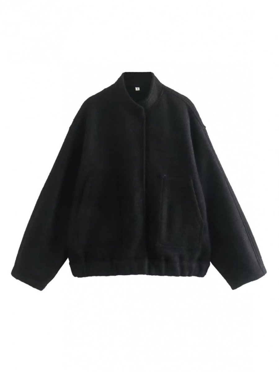 Full Size Snap Down Drop Shoulder Jacket - S. M. & Co.