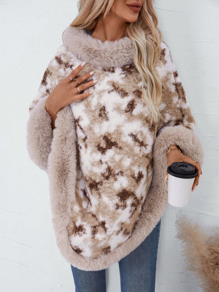 Furry Contrast Three - Quarter Poncho - S. M. & Co.