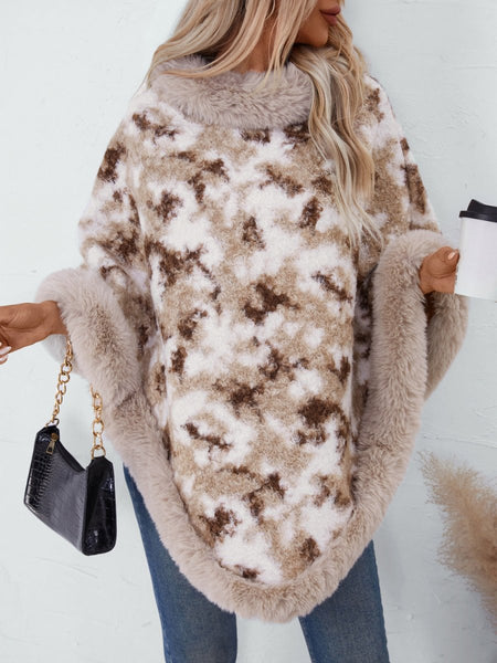 Furry Contrast Three - Quarter Poncho - S. M. & Co.