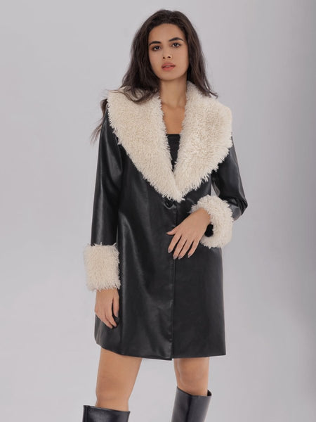 Fuzzy Long Sleeve Longline Coat - S. M. & Co.