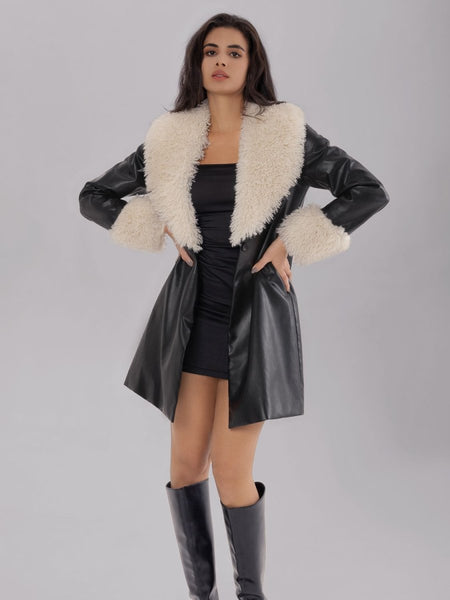 Fuzzy Long Sleeve Longline Coat - S. M. & Co.