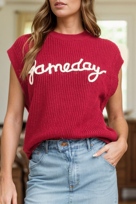 GAME DAY Round Neck Sweater Vest - S. M. & Co.