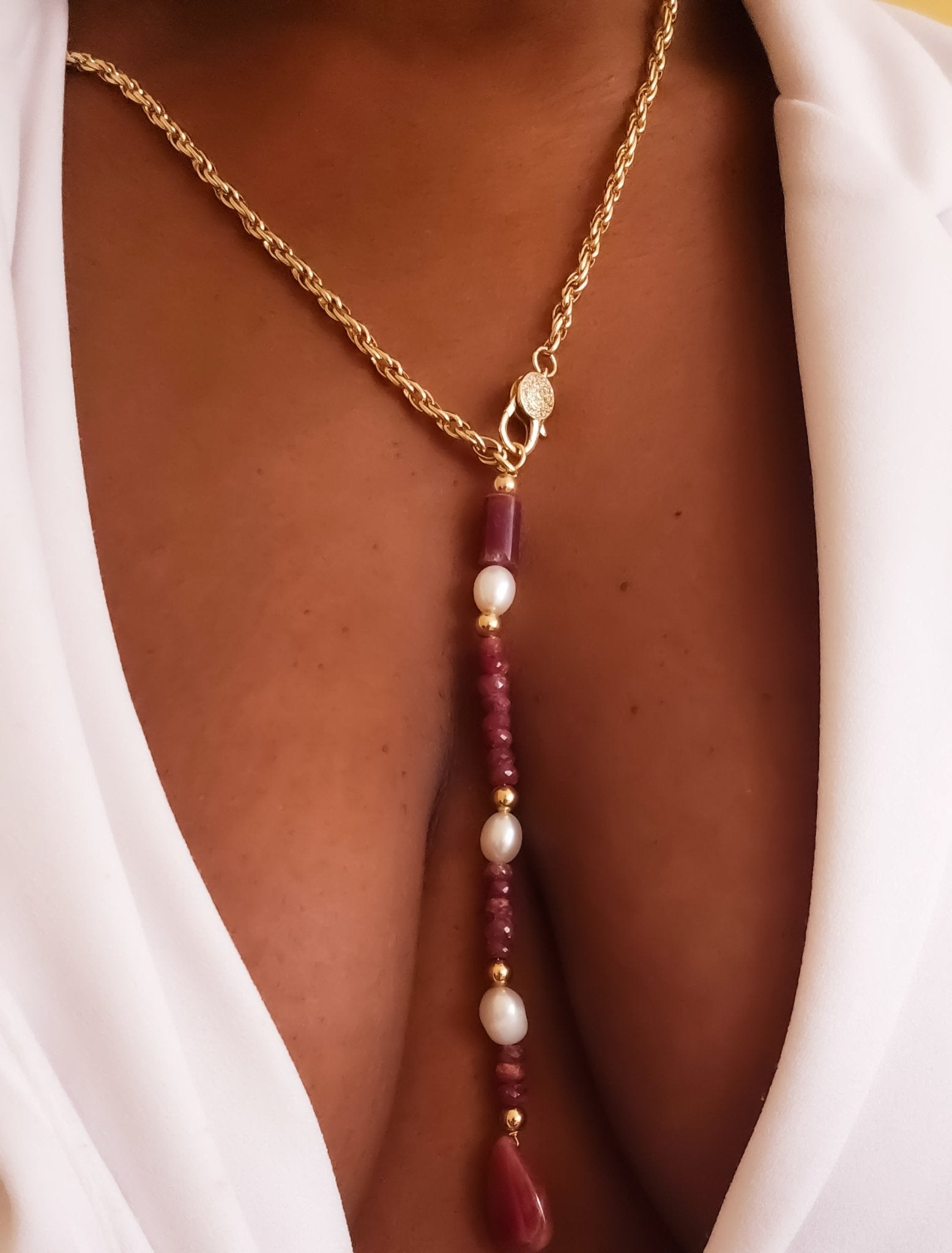 Gemstone Lariat Necklace