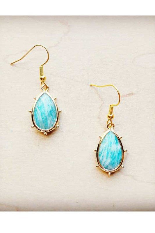 Genuine Amazonite Teardrop Earrings - S. M. & Co. Earrings