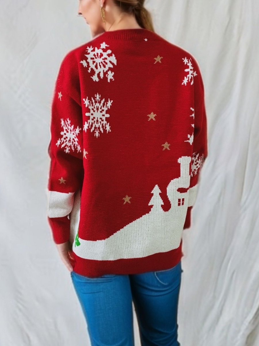 Gingersnap Round Neck Long Sleeve Sweater - S. M. & Co.