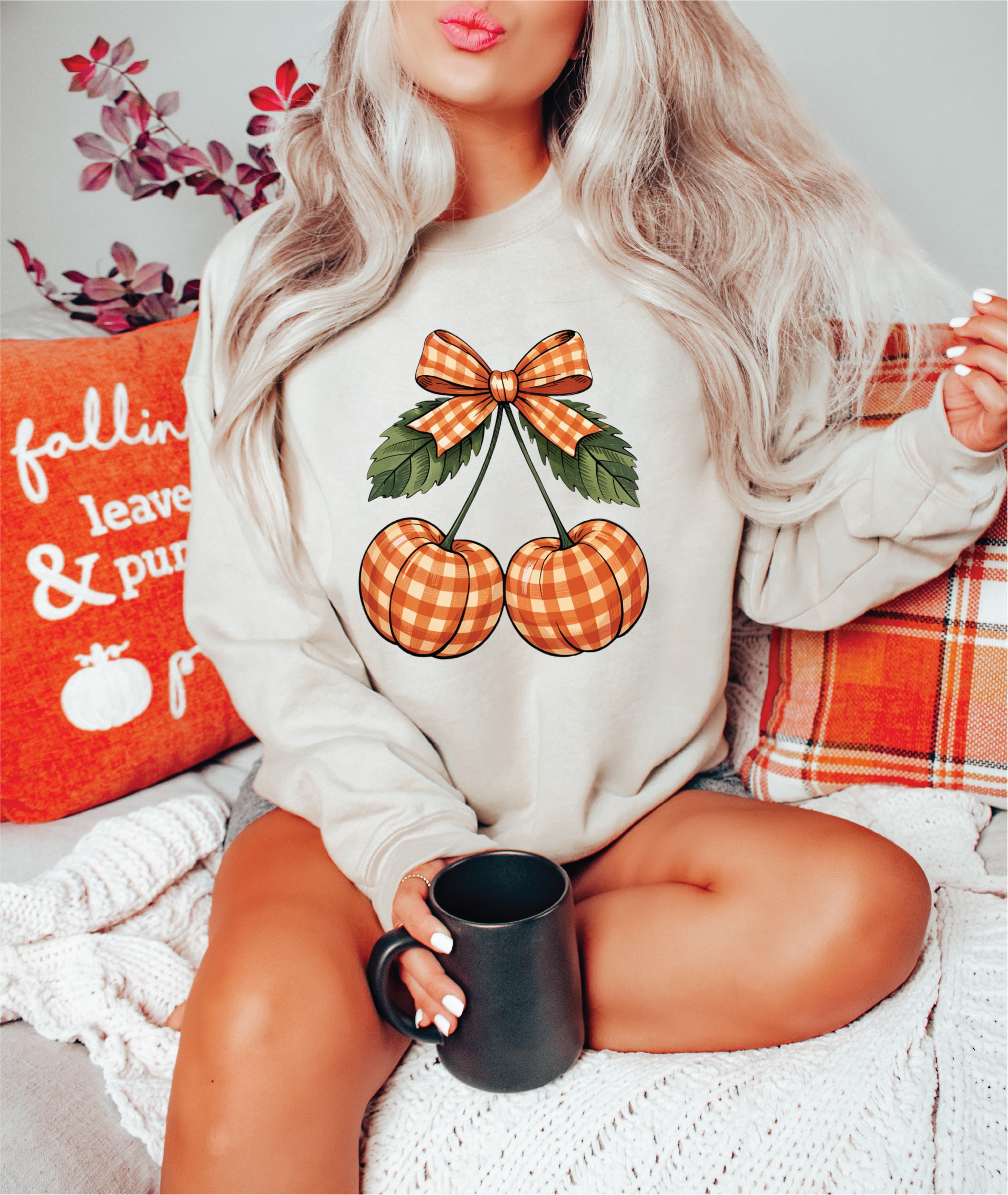 Gingham Pumpkins- Fall Graphic Sweater