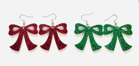 Glitter Bow Earrings - S. M. & Co.