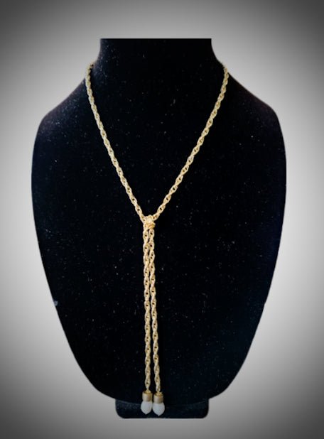 Gold Tie Y Lariat Necklace