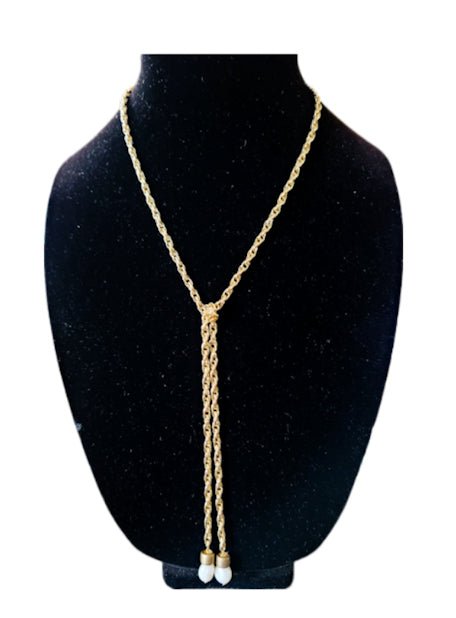 Gold Tie Y Lariat Necklace