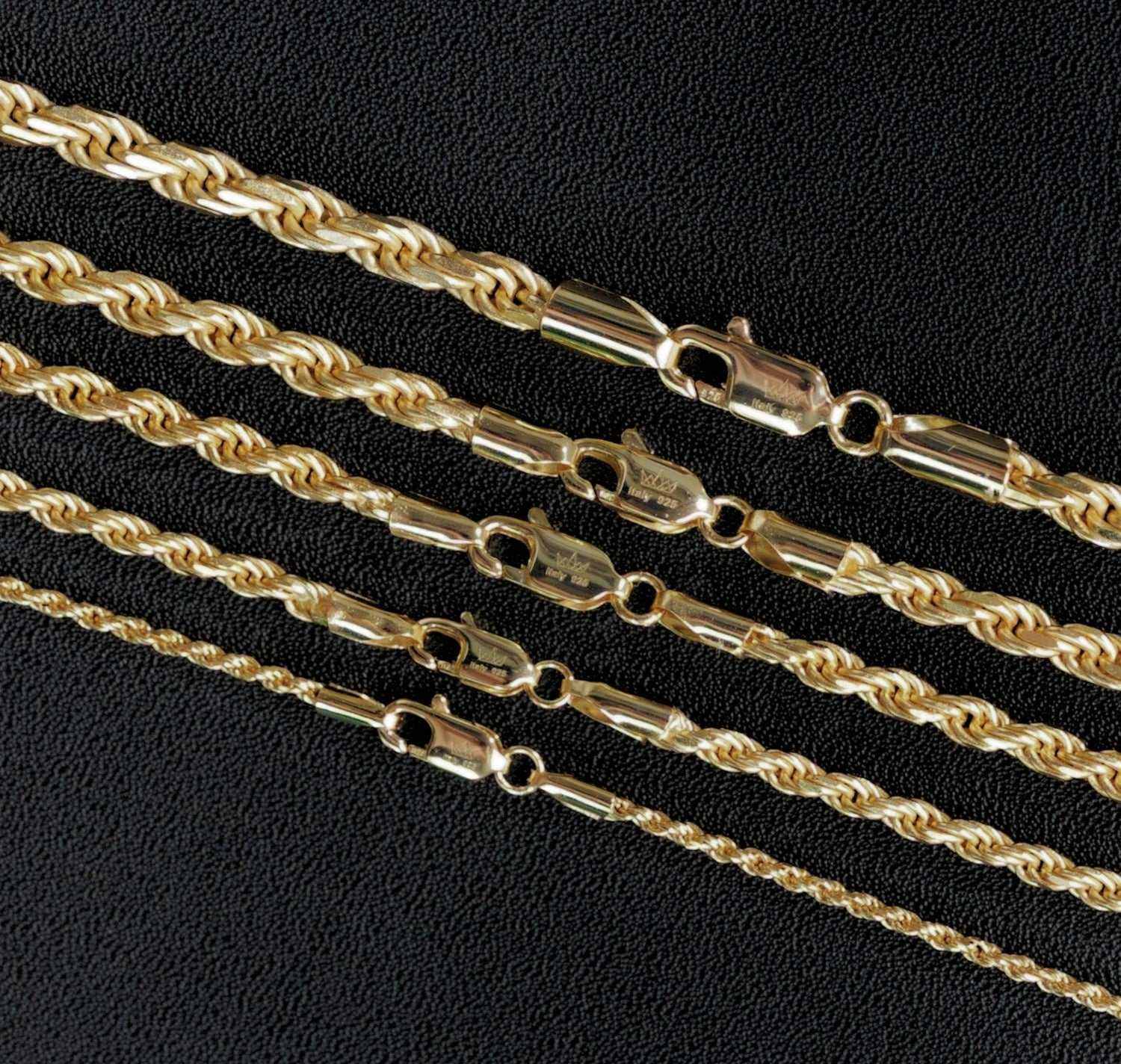 14K Gold 925 Sterling Silver Rope Chains