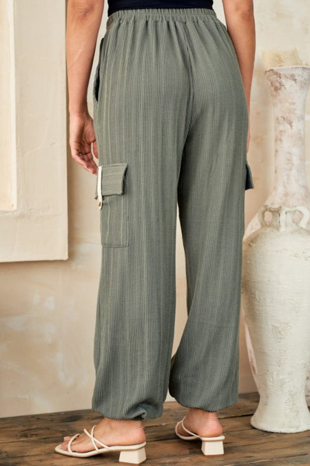 Hailey & Co Textured Rib Cargo Pants - S. M. & Co.