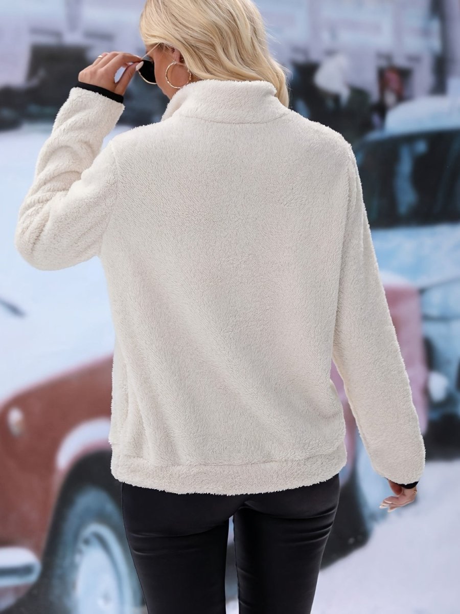 Half Zip Long Sleeve Furry Sweatshirt - S. M. & Co.