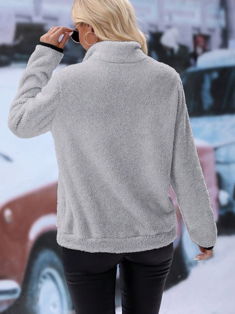 Half Zip Long Sleeve Furry Sweatshirt - S. M. & Co.