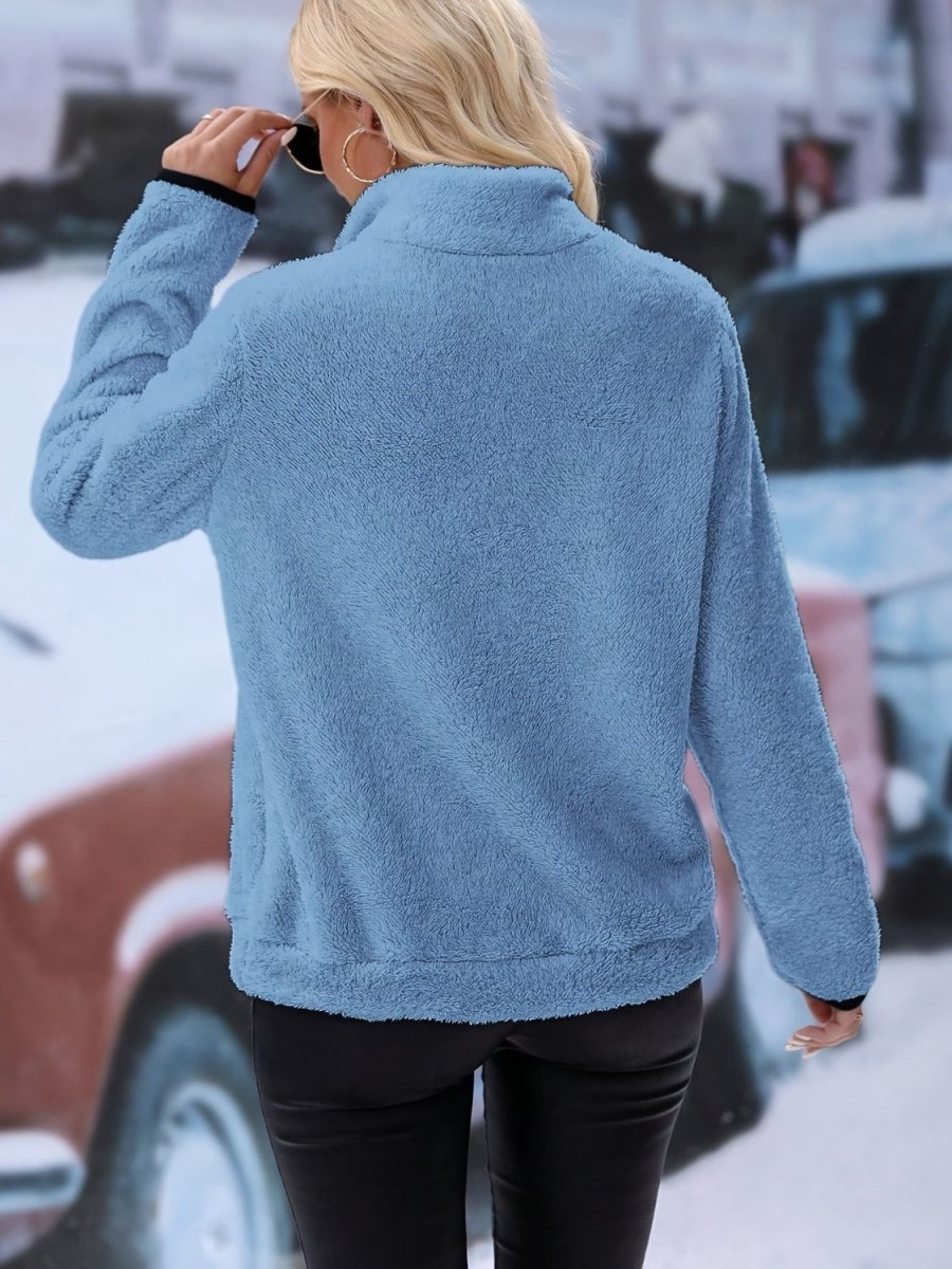 Half Zip Long Sleeve Furry Sweatshirt - S. M. & Co.