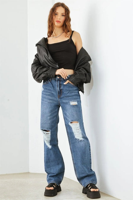 HAMMER COLLECTION Distressed High Waist Jeans - S. M. & Co. Denim Jeans