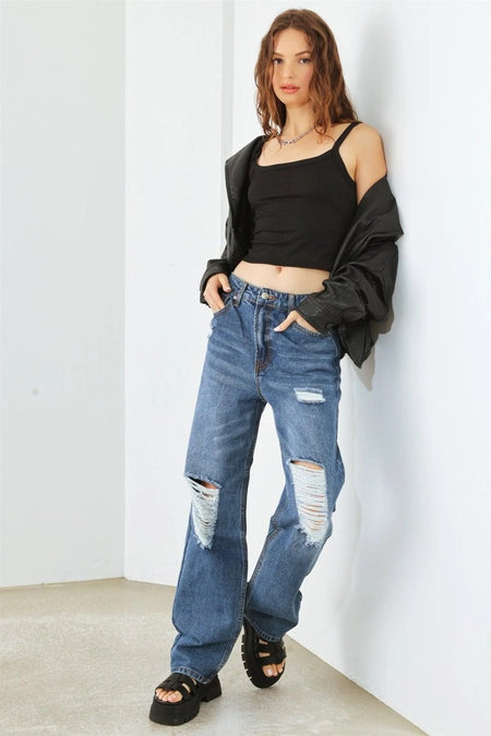 HAMMER COLLECTION Distressed High Waist Jeans - S. M. & Co. Denim Jeans