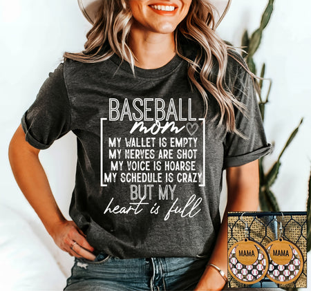 Heart is Full- Baseball Mom - S. M. & Co. Tops/Tops & Tees