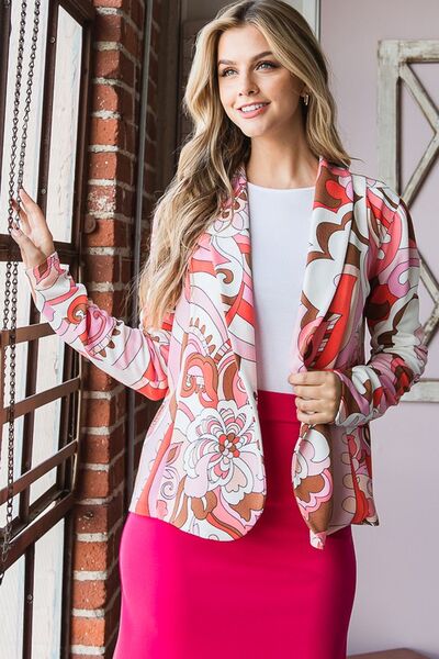 Heimish Full Size Shawl Floral Open Blazers Plus Size - S. M. & Co.