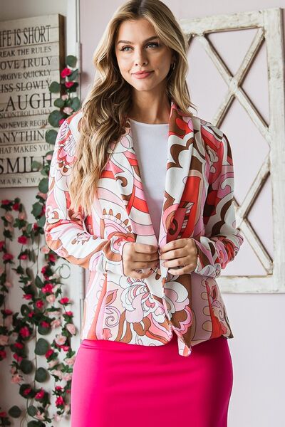 Heimish Full Size Shawl Floral Open Blazers Plus Size - S. M. & Co.