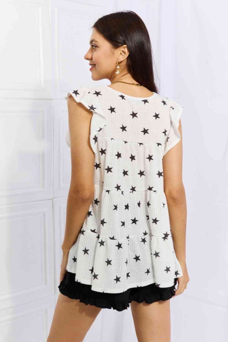 Heimish Shine Bright Full Size Butterfly Sleeve Star Print Top - S. M. & Co.