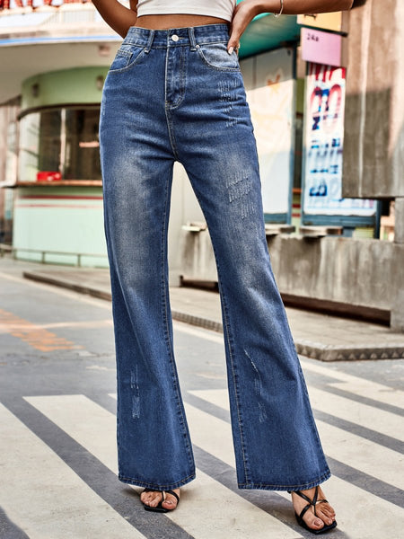 High Rise Bootcut Jeans with Pockets - S. M. & Co.