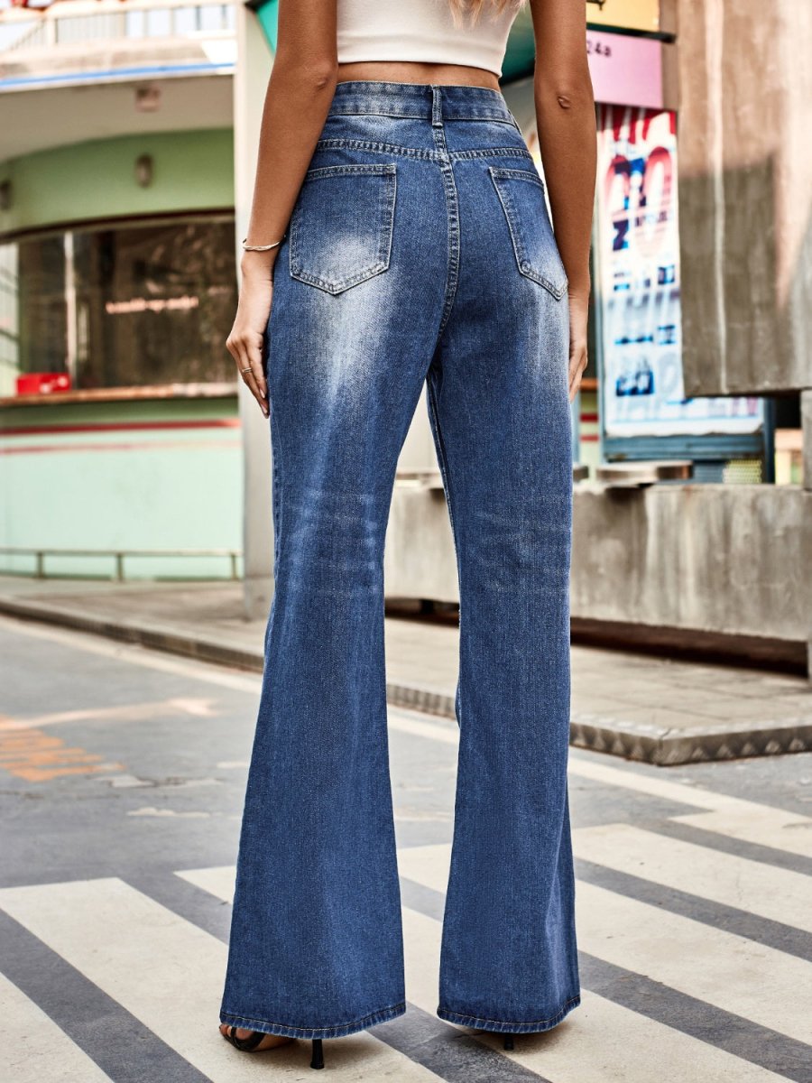 High Rise Bootcut Jeans with Pockets - S. M. & Co.