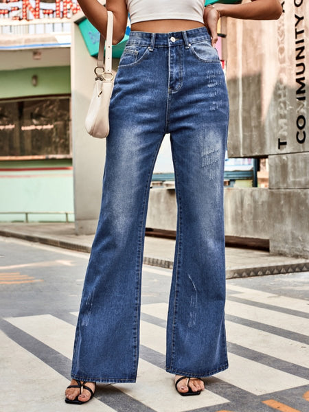 High Rise Bootcut Jeans with Pockets - S. M. & Co.