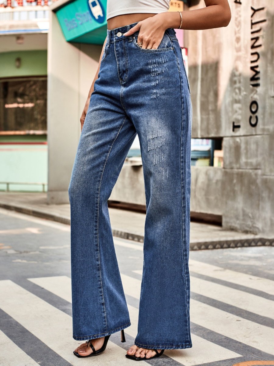 High Rise Bootcut Jeans with Pockets - S. M. & Co.