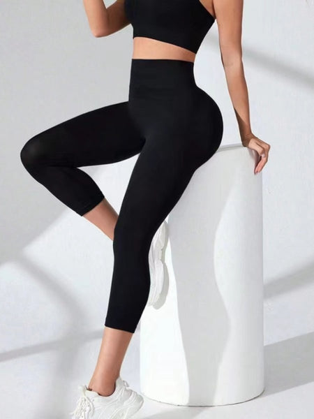 High Waist Cropped Active Leggings - S. M. & Co.