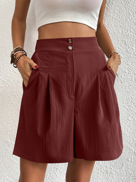 High Waist Shorts with Pockets - S. M. & Co. Shorts with Pockets