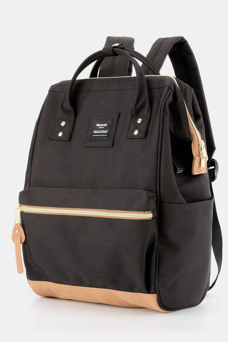 Himawari Contrast Waterproof Canvas Backpack Bag with Side Pockets - S. M. & Co.