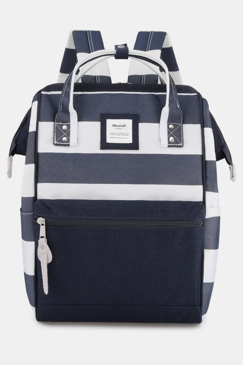 Himawari Striped Waterproof Nylon Backpack Bag with Side Pockets - S. M. & Co.