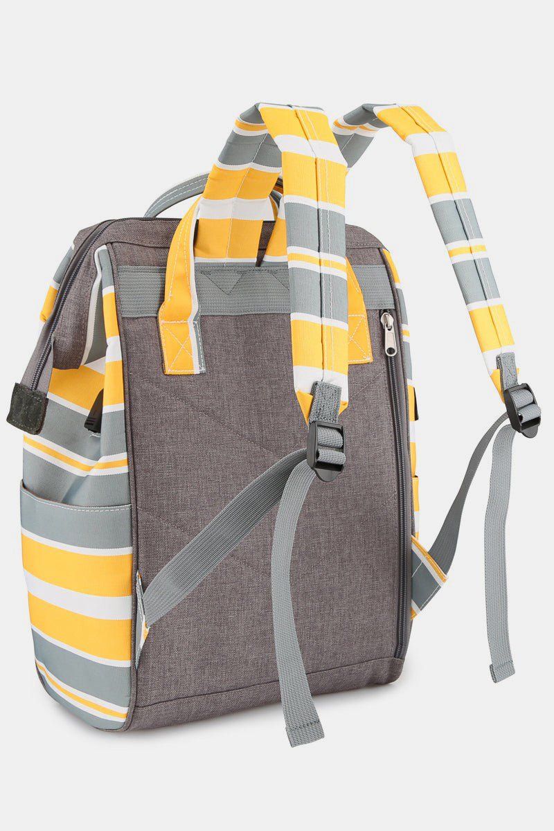 Himawari Striped Waterproof Nylon Backpack Bag with Side Pockets - S. M. & Co.